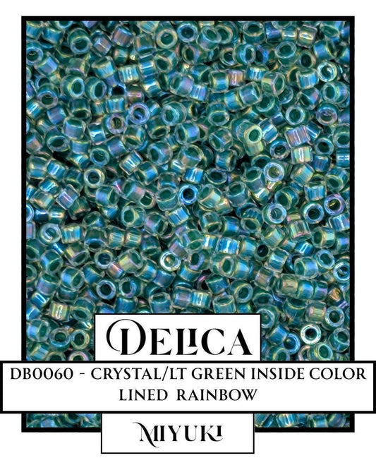 DB0060-Miyuki Delica 11/0:Crystal/Lt Green ICL/R (7 gram pkg ~1400 Pcs)