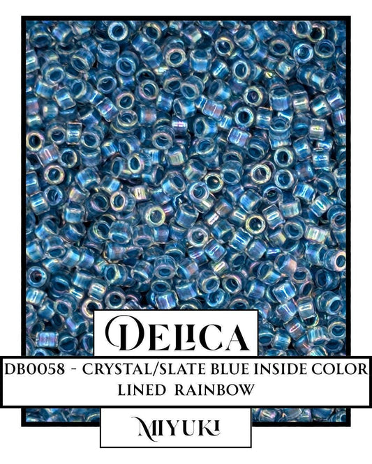 DB0058-Miyuki Delica 11/0:Crystal/Slate Blue ICL/R (7 gram pkg ~1400 Pcs)
