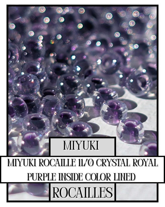 11-0223 Miyuki Rocailles 11/0 | Crystal/Royal Purple Inside Color Lined 20g