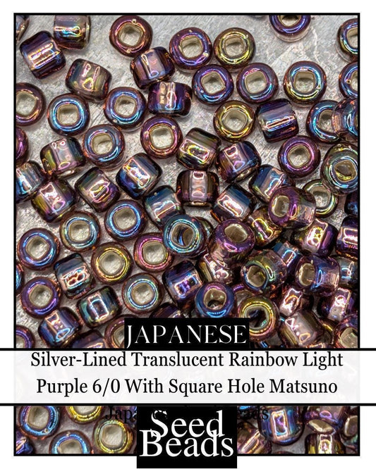 5857SB Silver-Lined Translucent Rainbow Light Purple 6/0 With Square Hole (15g Pkg)