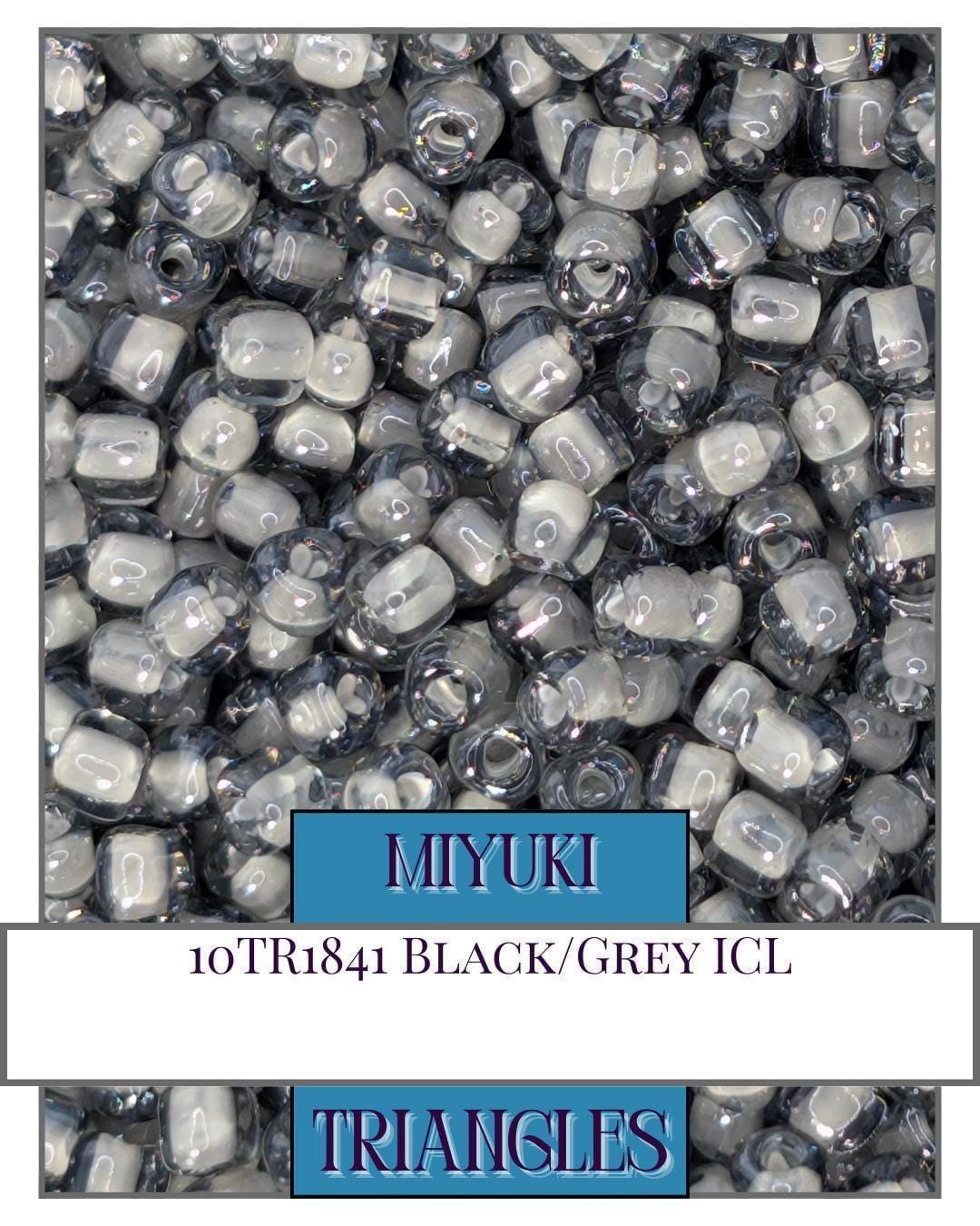 10TR1841-Miyuki Triangle Beads:Black/Grey ICL (10g pkg)