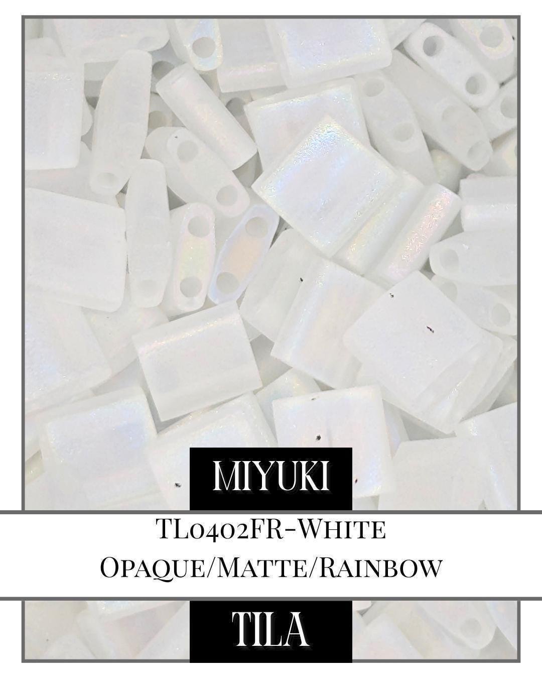 TL0402FR-Miyuki Tila Beads:White O/MA/R (7.5g pkg)