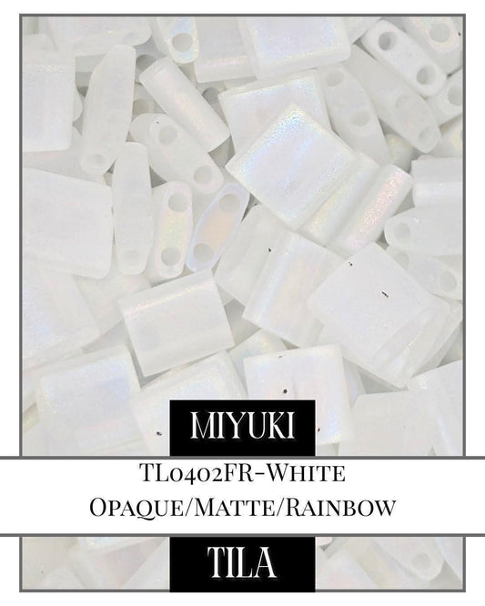 TL0402FR-Miyuki Tila Beads:White O/MA/R (7.5g pkg)