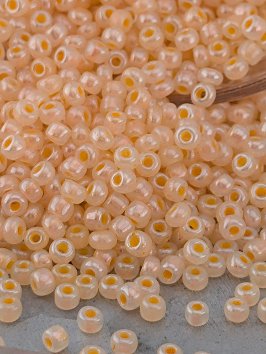 Translucent Color-Lined Luster Pastel Orange  | Preciosa Ornela Seed Beads | Size 10/0 | 15g Pkg  ~1425 pcs
