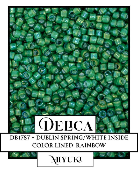 DB1787-Miyuki Delica 11/0:Dublin Spring/White ICL/R (7 gram pkg ~1400 Pcs)