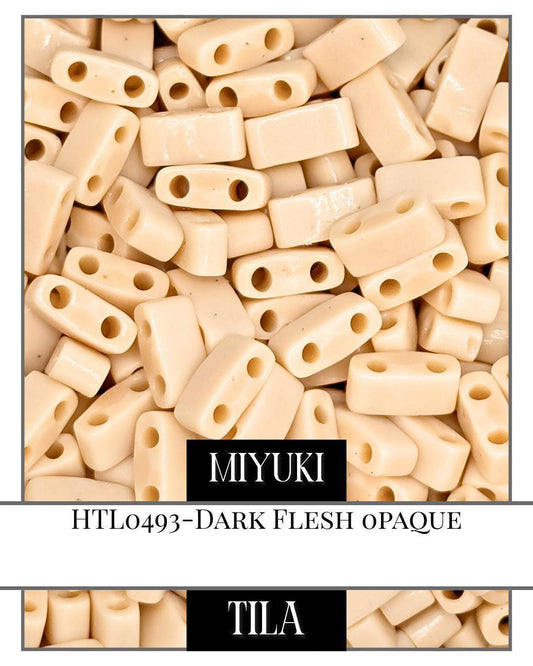 HTL0493-Miyuki Tila Beads:Dark Flesh 0 (7.5g pkg)