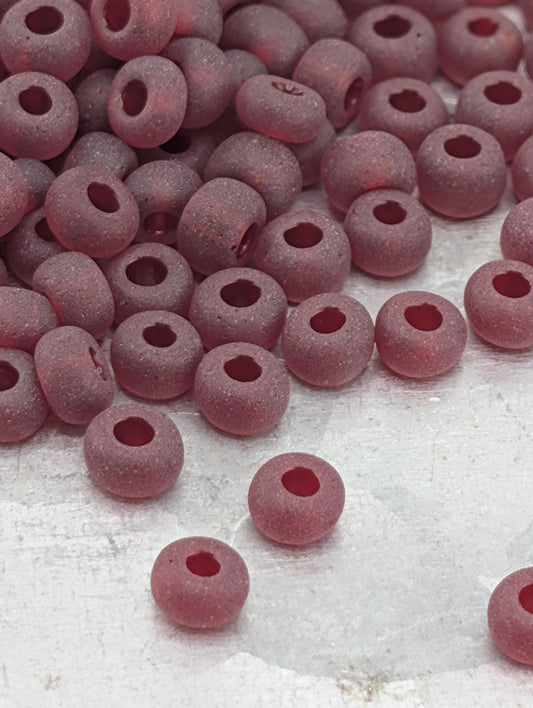 Preciosa 6/0 Round, Transparent Matte Garnet. 15g pkg