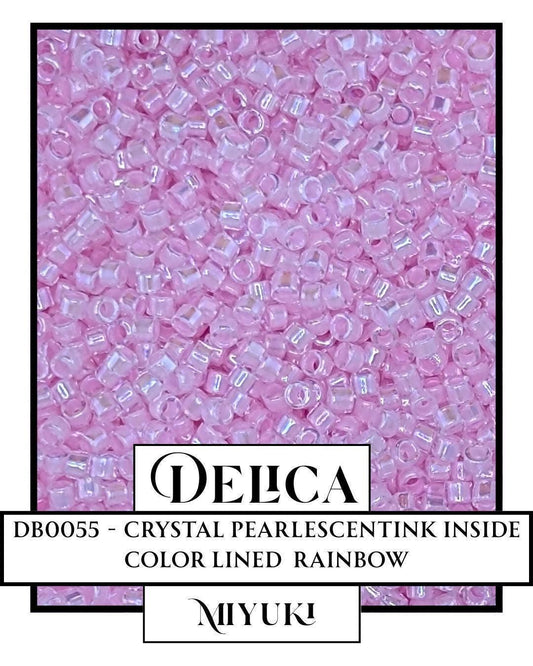 DB0055-Miyuki Delica 11/0:Crystal/Pink ICL/R (7 gram pkg ~1400 Pcs)