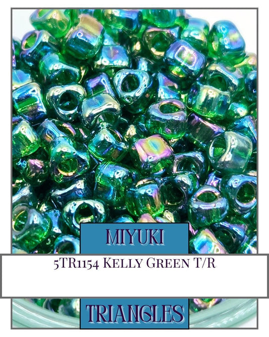 Kelly Green Rainbow Miyuki Triangle Seed Beads: Jewelry Making (10g ~111 Beads)