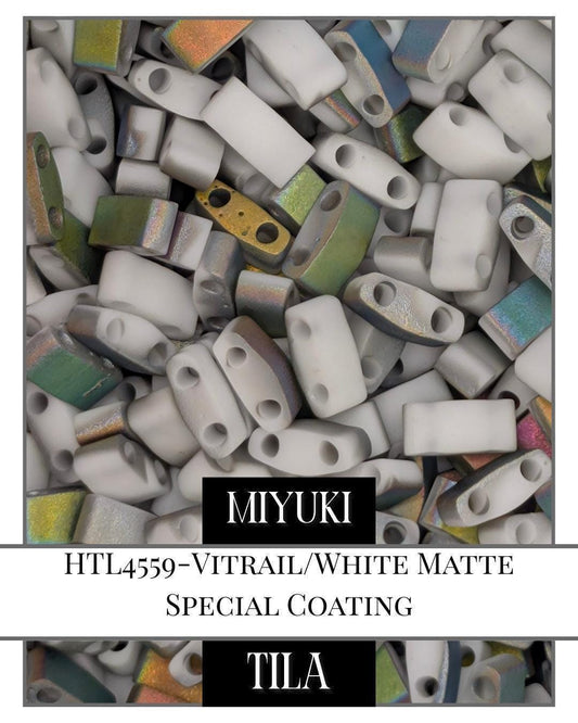 HTL4557-Miyuki Tila Beads:Vitrail/Clear Matte SC (7.5g pkg)