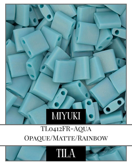 QTL0412FR-Miyuki Tila Beads:Aqua O/MA/R (7.5g pkg)