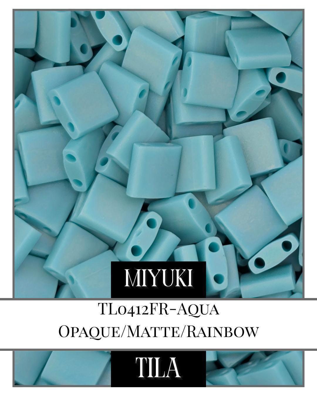 TL0412FR-Miyuki Quarter Tila Beads:Aqua O/MA/R (7.5g pkg)