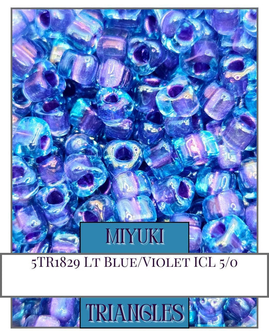 5TR1829-Miyuki Triangle Beads:Lt Blue/Violet ICL (10g pkg)