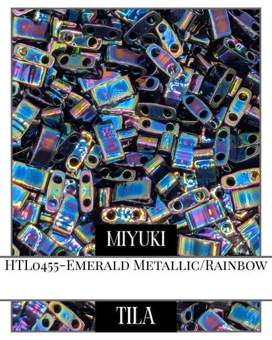 HTL0455-Miyuki Tila Beads:Emerald M/R (7.5g pkg)