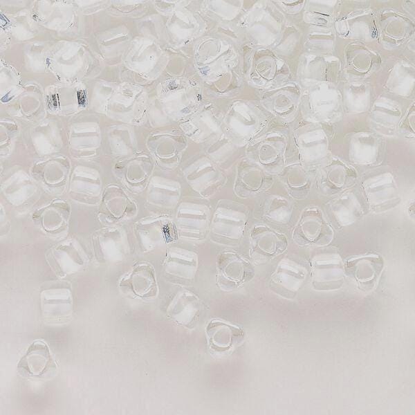 8TR1104-Miyuki Triangle Beads:Crystal/White ICL (10g pkg)