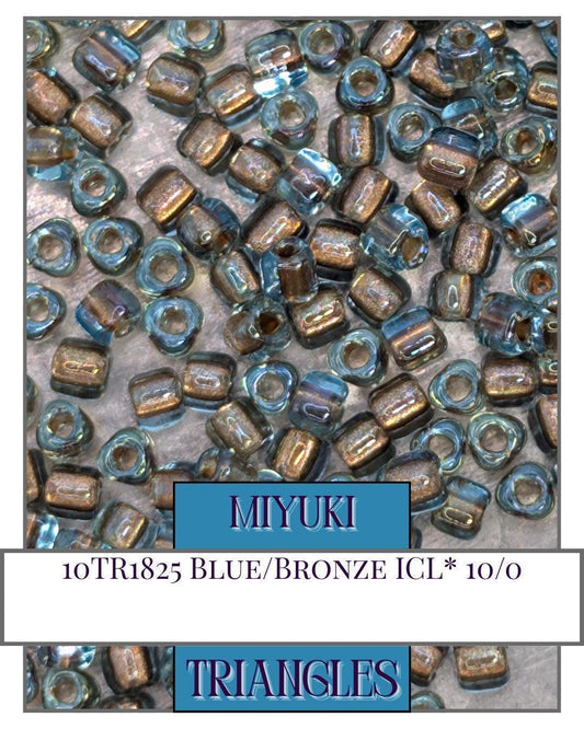 10TR1825-Miyuki Triangle Beads:Blue/Bronze ICL* (10g pkg)