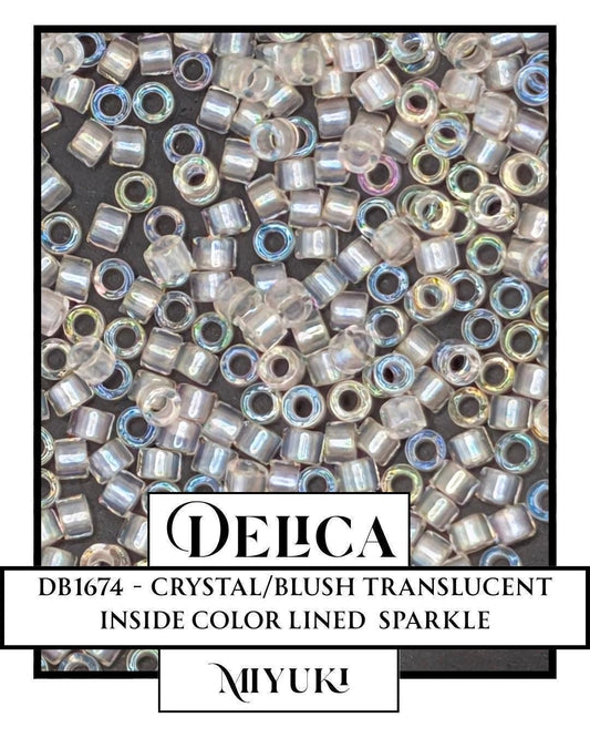 DB1674-Miyuki Delica 11/0:Crystal/Blush T/ICL/P (7 gram pkg ~1400 Pcs)