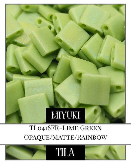 TL0416FR-Miyuki Tila Beads:Lime Green O/MA/R (7.5g pkg)