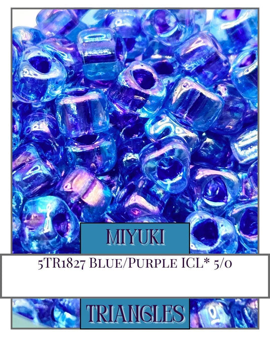 5TR1827-Miyuki Triangle Beads:Blue/Purple ICL* (10g pkg)