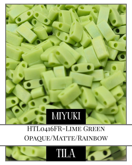 HTL0143FR-Miyuki Tila Beads:Lime Green T/MA/R (7.5g pkg)