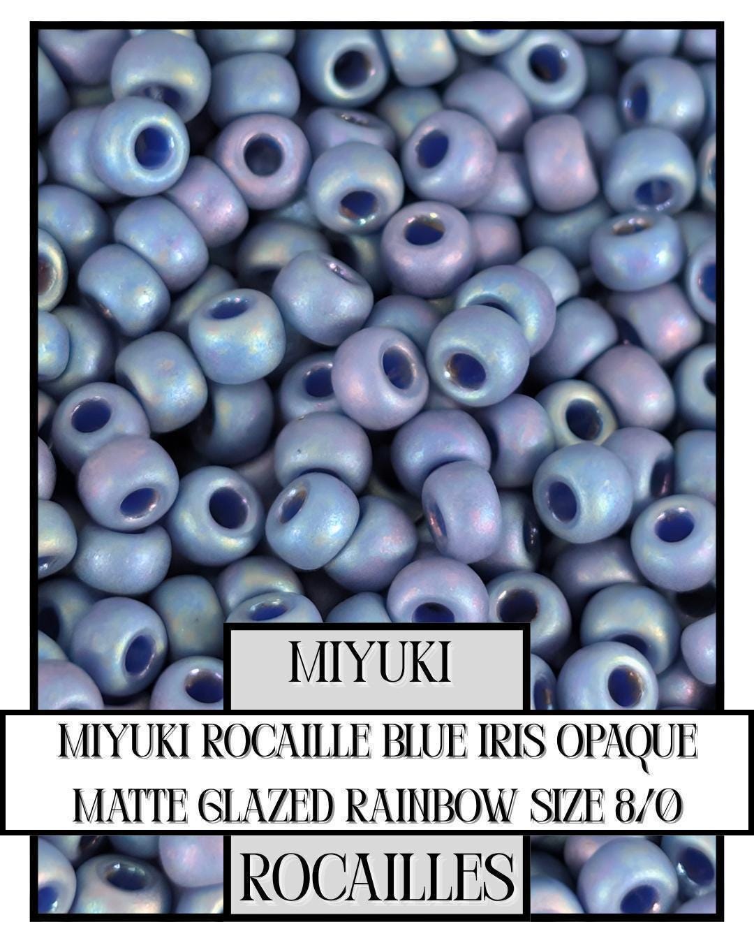 Miyuki Rocaille Beads: Blue Iris Opaque Matte Rainbow Glaze, Size 8/0