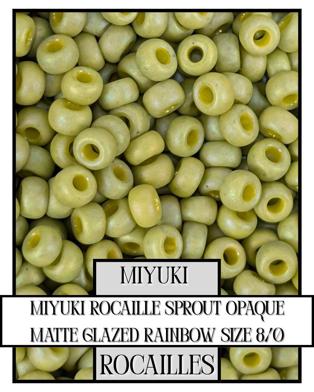Miyuki Rocaille Beads: Opaque Matte Glazed Rainbow Sprout, Size 8/0