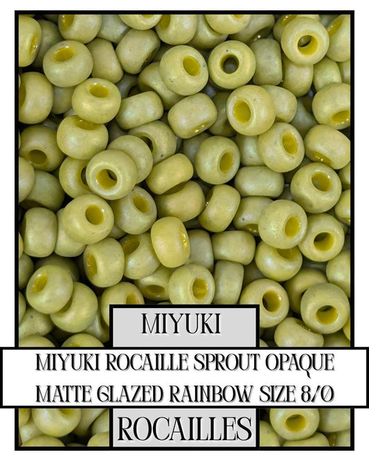 Miyuki Rocaille Beads: Opaque Matte Glazed Rainbow Sprout, Size 8/0