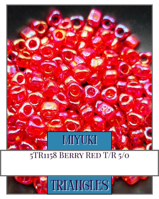 10TR1158-Miyuki Triangle Beads:Berry Red T/R (10g pkg)