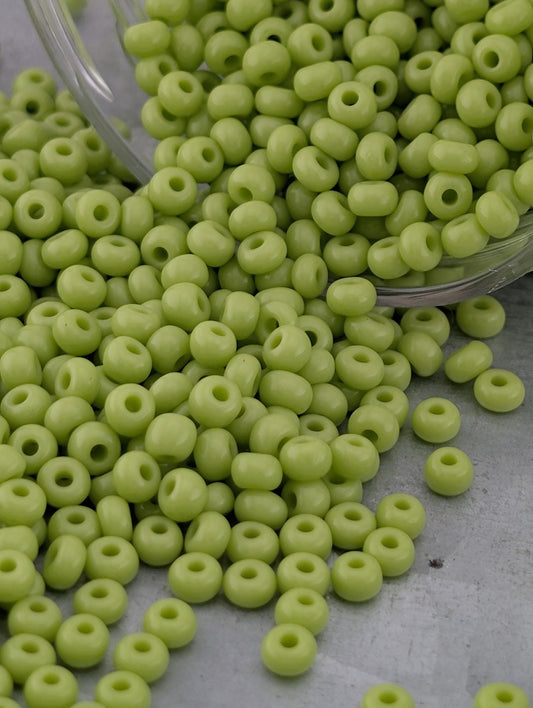 Opaque Lime Green | Preciosa Ornela Seed Beads | Size 8/0 | 15g Pkg ~630 pcs
