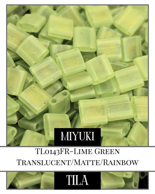 TL0143FR-Miyuki Tila Beads:Lime Green T/MA/R (7.5g pkg)