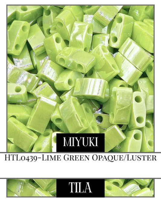 HTL0439-Miyuki Tila Beads:Lime Green O/L (7.5g pkg)
