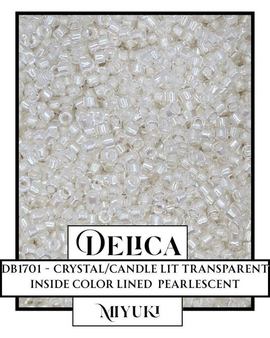 DB1701-Miyuki Delica 11/0:Crystal/Candle Lit T/ICL/P (7 gram pkg ~1400 Pcs)