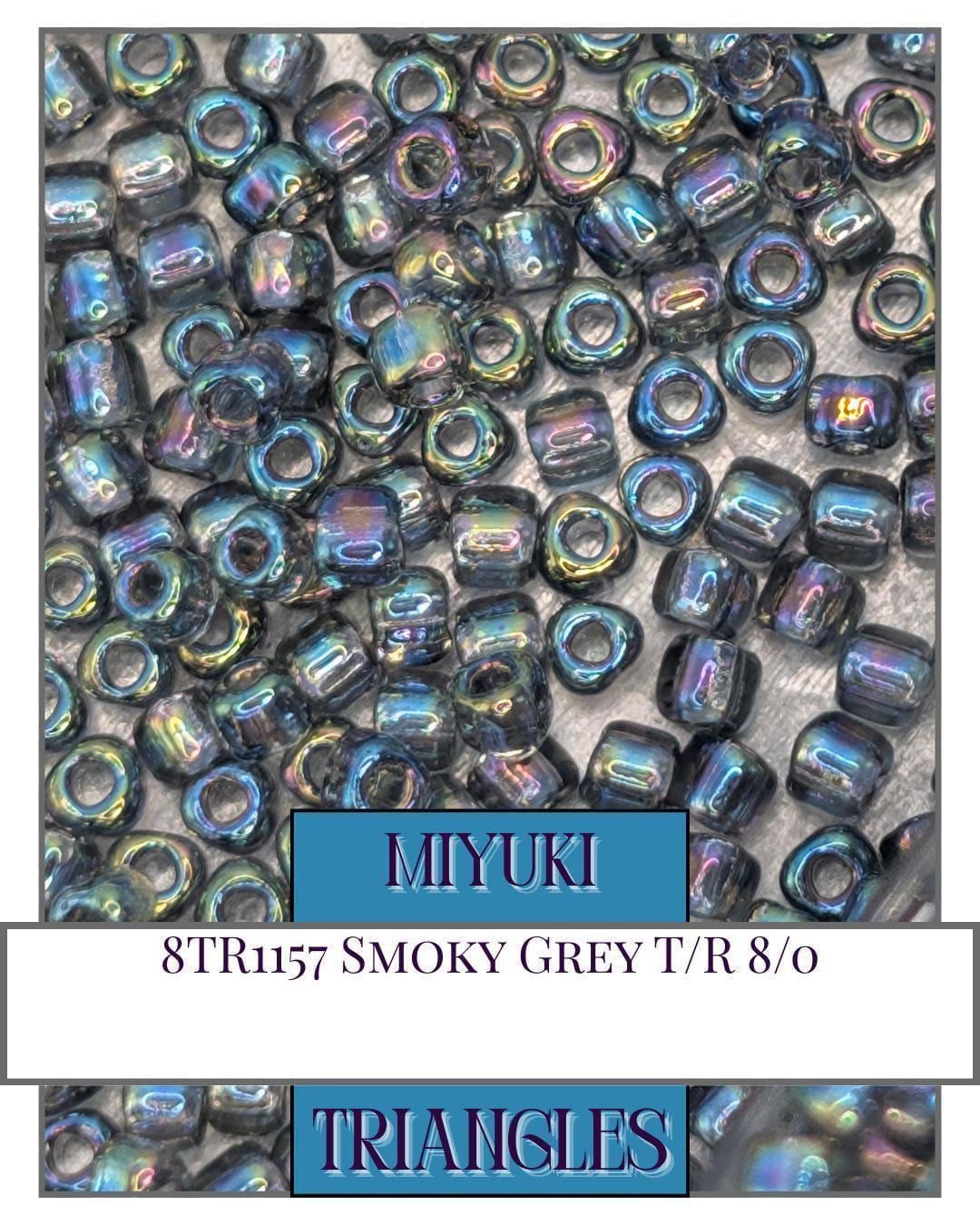 8TR1157-Miyuki Triangle Beads:Smoky Grey T/R (10g pkg)