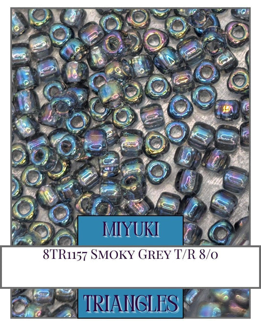8TR1157-Miyuki Triangle Beads:Smoky Grey T/R (10g pkg)