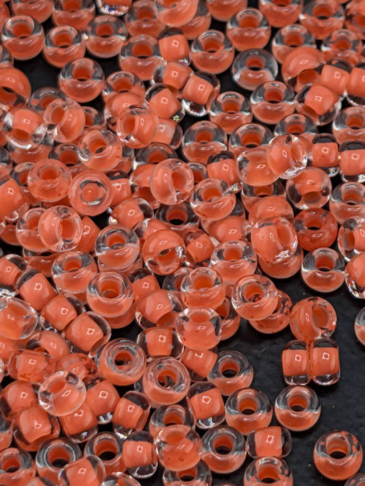 Transparent Terra Intensive Orange Lined Clear | Preciosa Ornela Seed Beads | Size 8/0 | 15g Pkg ~630 pcs