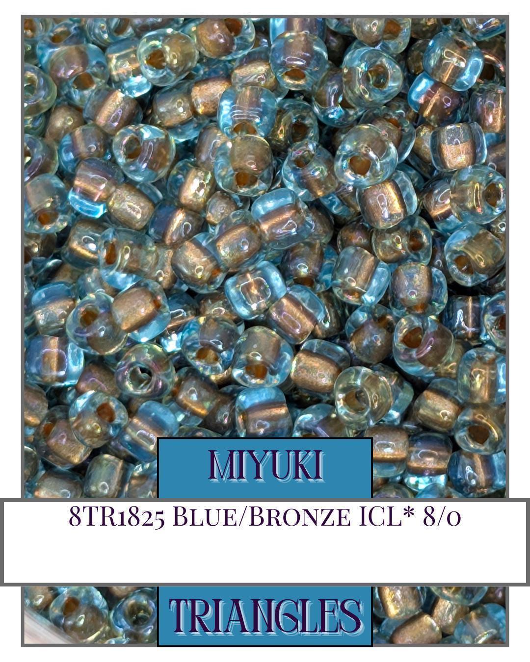 8TR1825-Miyuki Triangle Beads:Blue/Bronze ICL* (10g pkg)