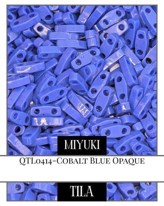 QTL0414-Miyuki Quarter Tila Beads:Cobalt Blue O (7.5g pkg)