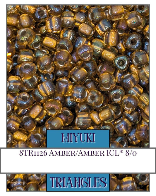 8TR1126-Miyuki Triangle Beads:Amber/Amber ICL* (10g pkg)