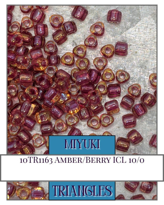 10TR1163-Miyuki Triangle Beads:Amber/Berry ICL (10g pkg)