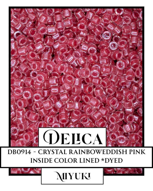 DB0914-Miyuki Delica 11/0:Crystal/Reddish Pink ICL*(D) (7 gram pkg ~1400 Pcs)