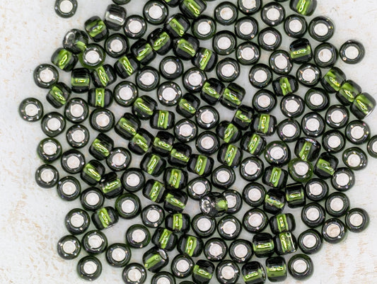 5731SB Transparent Silver-Lined Olive Green 6/0 (15g Pkg)