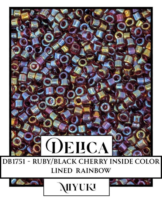 DB1751-Miyuki Delica 11/0:Ruby/Black Cherry ICL/R (7 gram pkg ~1400 Pcs)