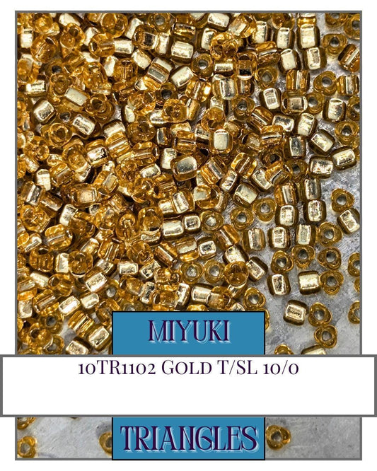 10TR1102-Miyuki Triangle Beads:Gold T/SL (10g pkg)