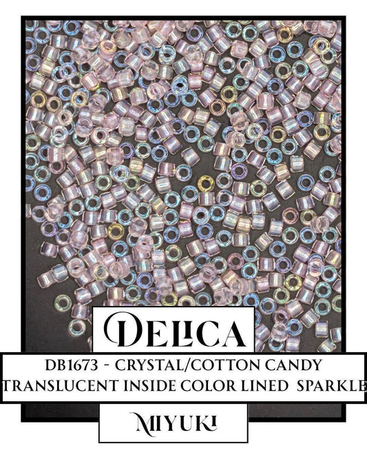 DB1673-Miyuki Delica 11/0:Crystal/Cotton Candy T/ICL/P (7 gram pkg ~1400 Pcs)