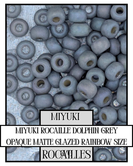Miyuki Rocaille Beads: Dolphin Grey Opaque Matte Glazed Rainbow - Size 6/0
