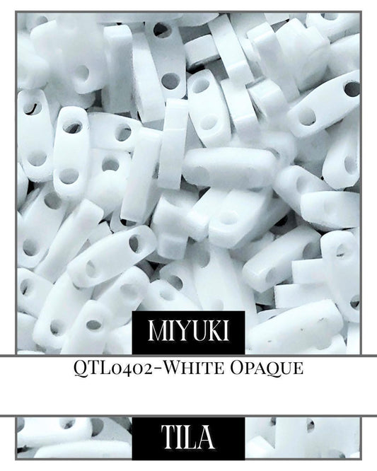 QTL0402F-Miyuki Tila Beads:White O/MA (7.5g pkg)