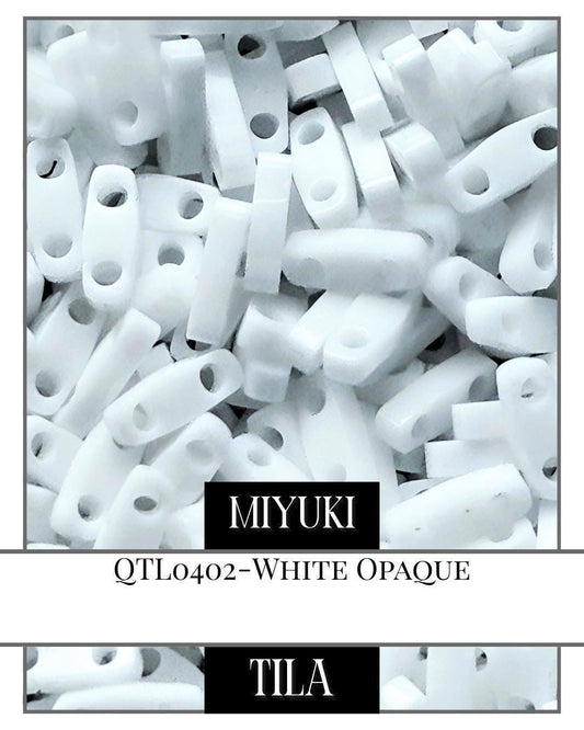 QTL0402F-Miyuki Quarter  Tila Beads:White O/MA (7.5g pkg)