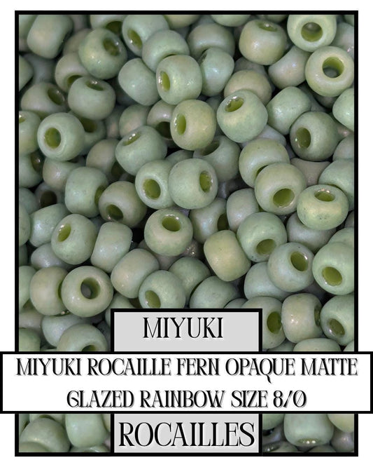 Miyuki Rocaille Beads: Fern Opaque Matte Rainbow Glaze (Size 8/0)