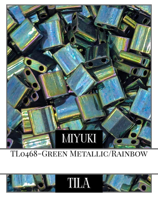 TL0468-Miyuki Tila Beads:Green M/R (7.5g pkg)