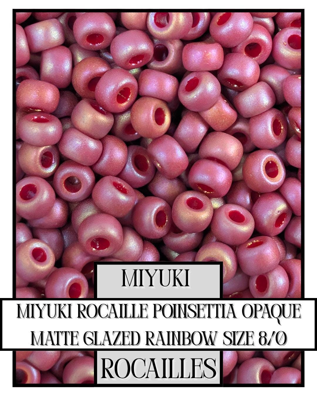 Miyuki Rocaille Beads: Poinsettia Opaque Matte Rainbow Glaze, Size 8/0